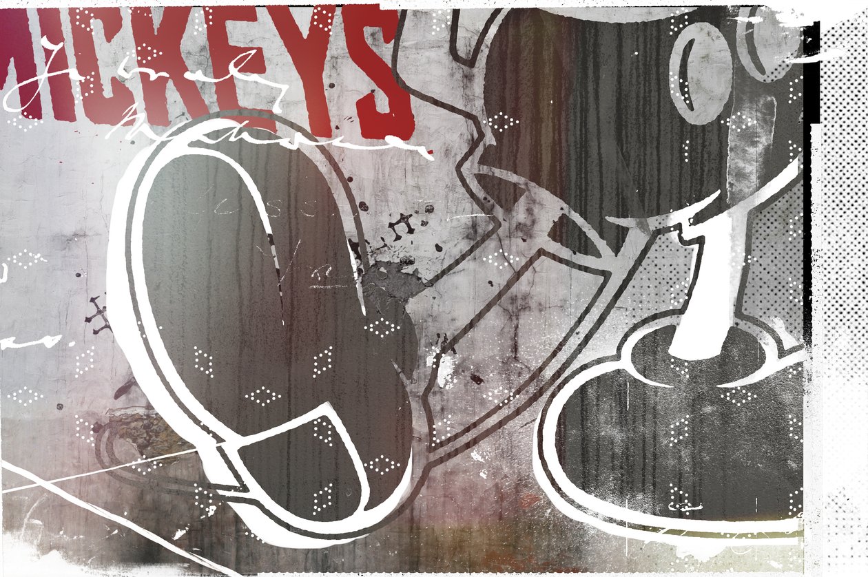 Mickeys, 2016 (Collage på duk) av Teis Albers