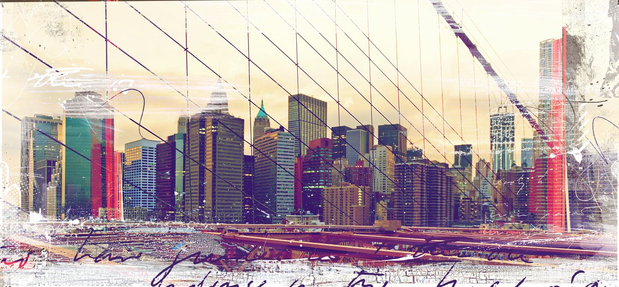 NYC Bridges, 2015 (Collage på duk) av Teis Albers