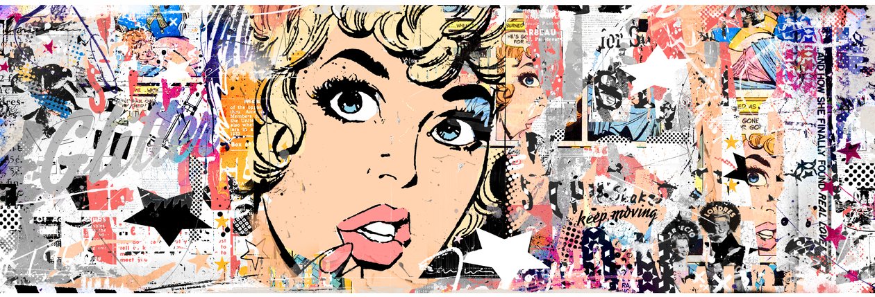 Nytt glitter, 2015 (Collage på duk) av Teis Albers