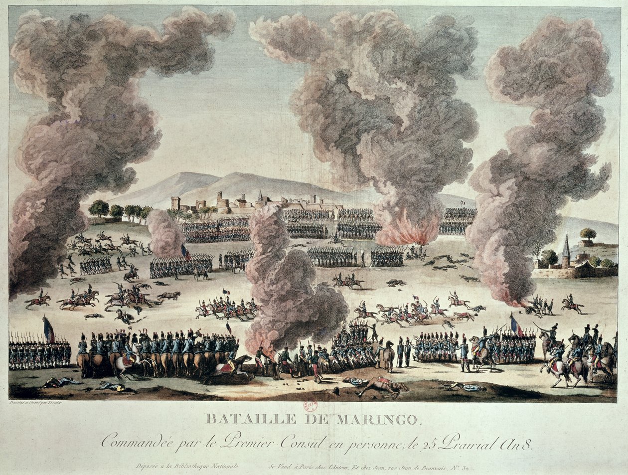 Slaget vid Marengo, 25 Priarial An VIII (14 juni 1800) efter 1800 av Tessier