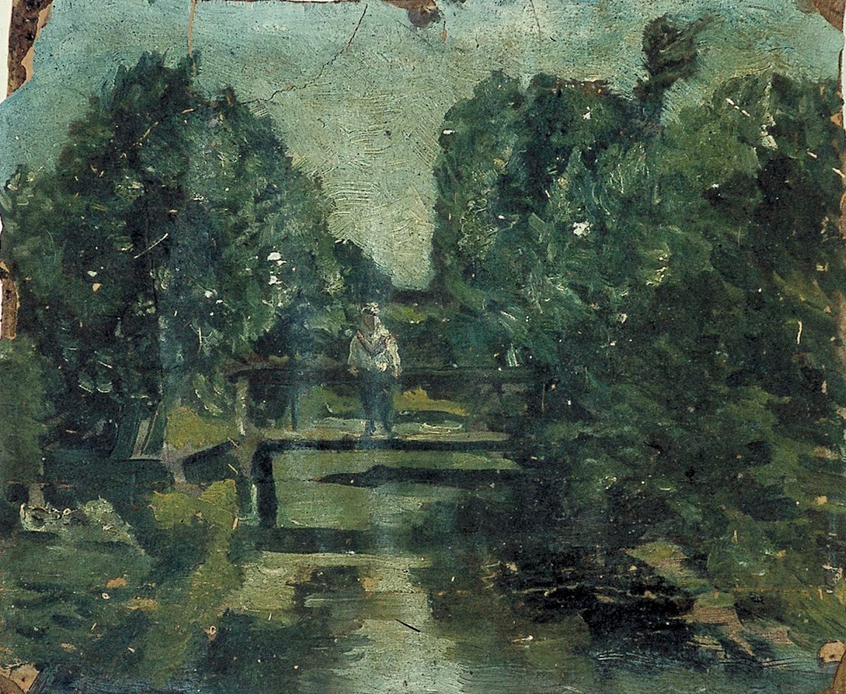 Figure on a Bridge in a Forest  av Theo van Doesburg