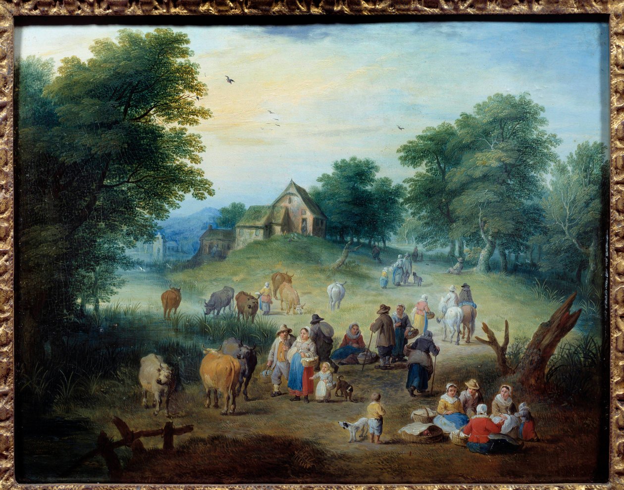 Country scen. Målning av Theobald Michau (1676-1765) av Theobald Michau