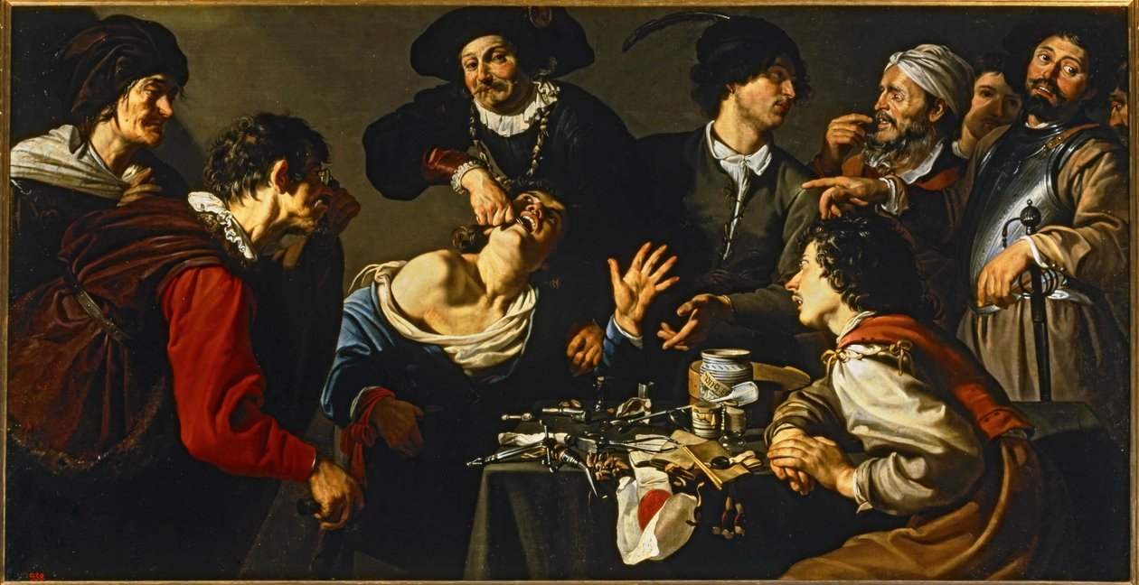 Charlatantandläkaren ... (målning på duk) av Theodor Rombouts