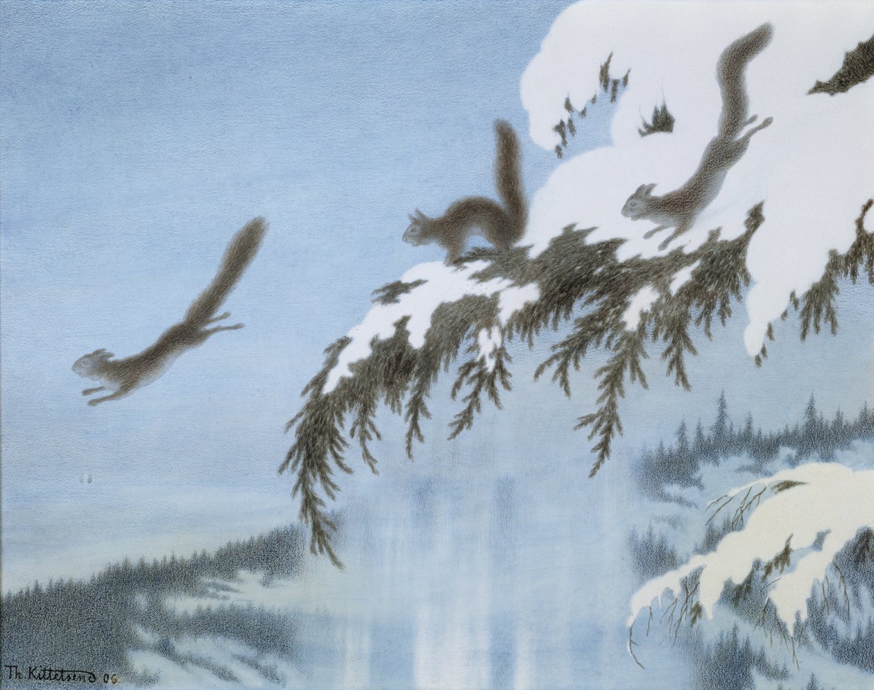 Ekorre under flygning av Theodor Kittelsen