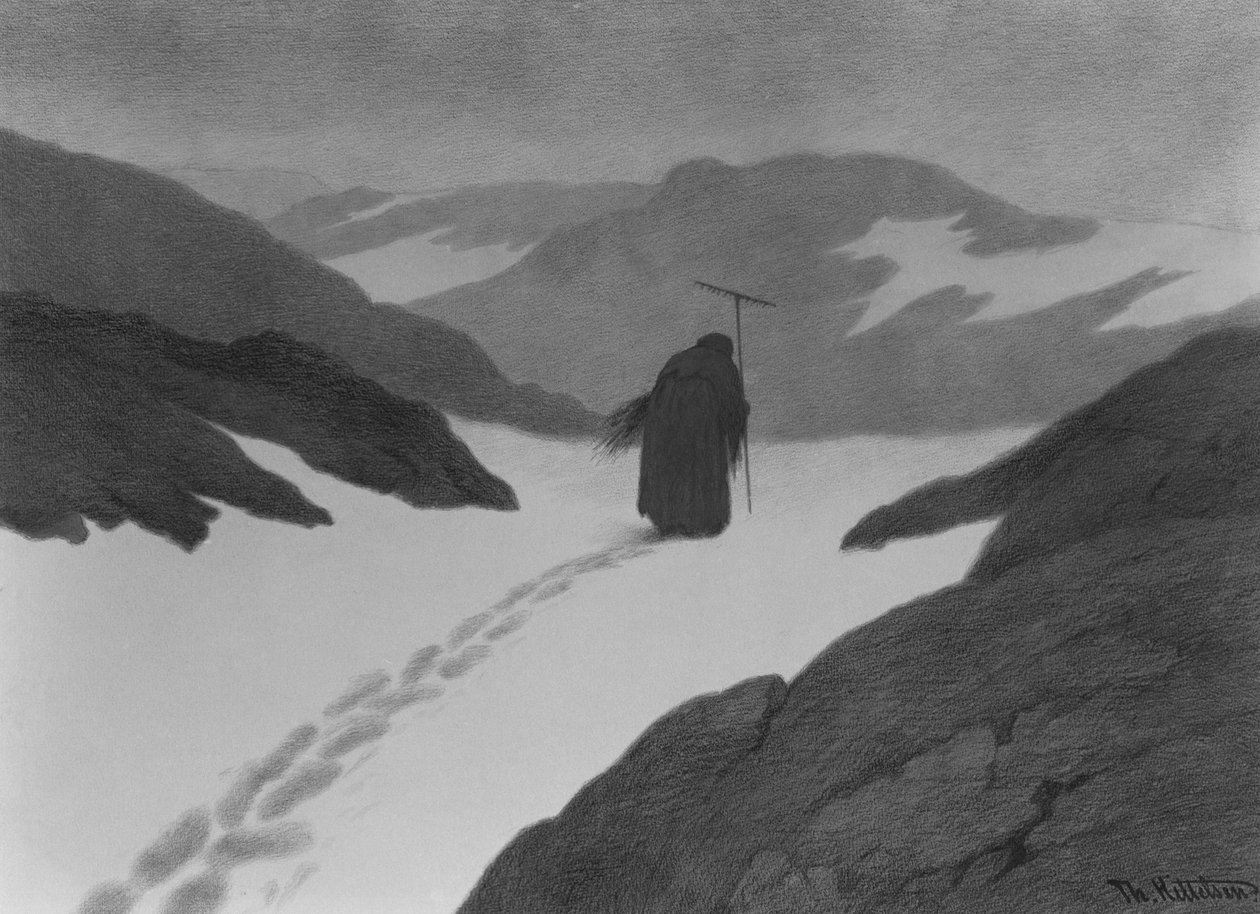 Pesten vid berget av Theodor Kittelsen
