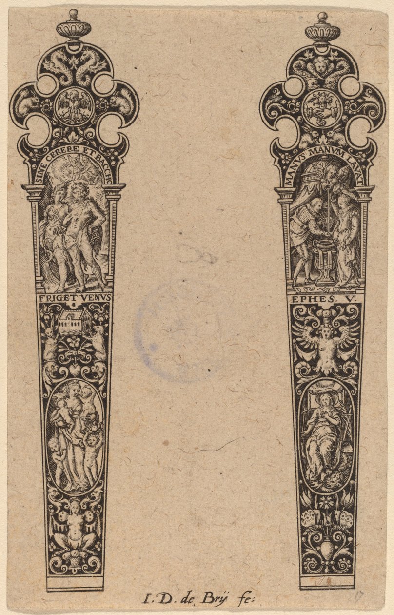 Prydnad för knivhandtag av Theodor de Bry