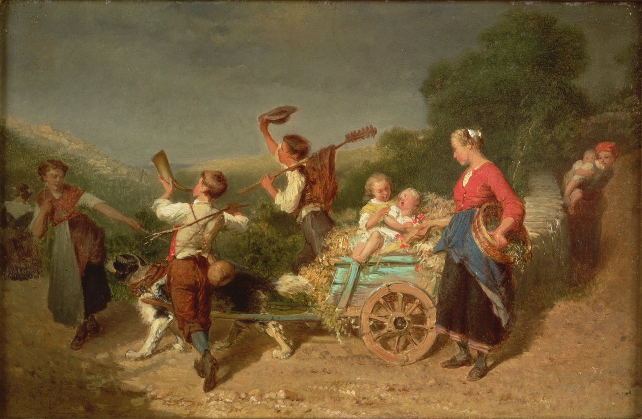 Barn med en hundvagn av Theodore Gerard