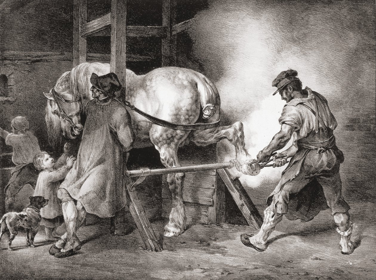 Hovslagaren, från Etudes de Cheveaux, 1822 av Theodore Gericault