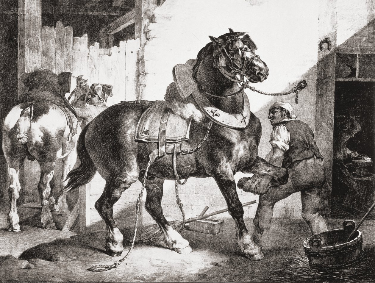 The Forge, från Studies of Horses, 1822 av Theodore Gericault