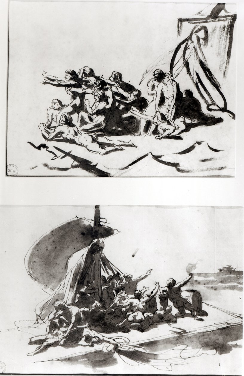 E lua ata tusi mo The Raft of the Medusa, c.1819 (peni ma vaitusi ma fufulu) salu av Theodore Gericault