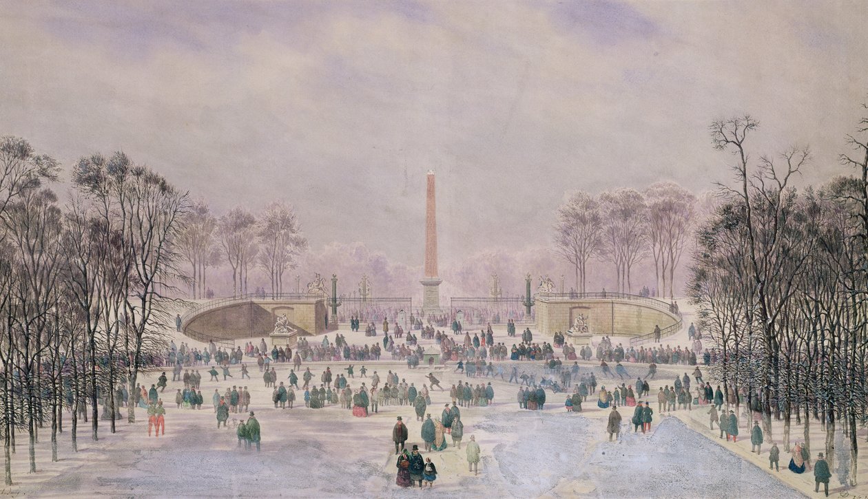 Skridskoåkning i Tuilerierna, c.1865 av Theodore Jung