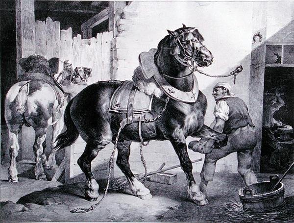 Smedjan (litho) av Theodore (after) Gericault