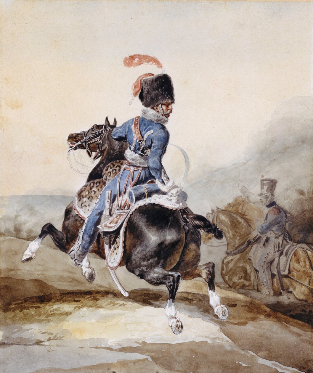 Artilleriofficer galopperar till vänster av Theodore Gericault