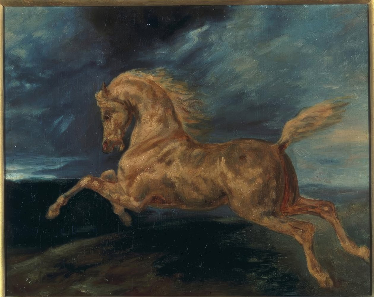 Häst rädd av blixten av Theodore Gericault