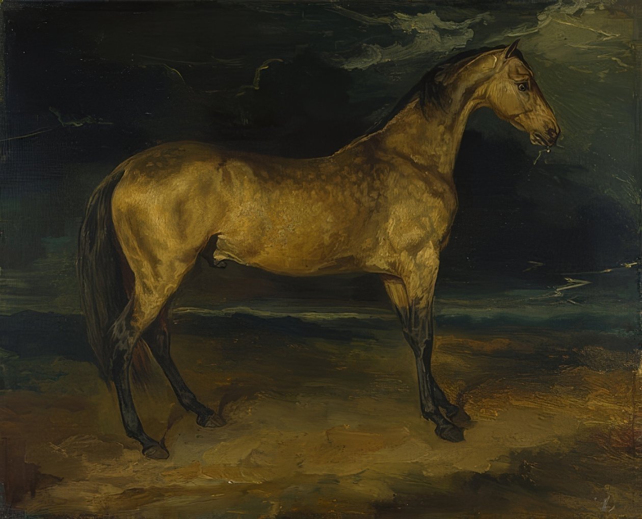 En häst i åskväder. Omkring 1813-14 av Theodore Gericault