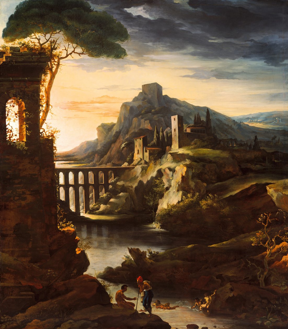 Kväll: Landskap med en akvedukt av Theodore Gericault
