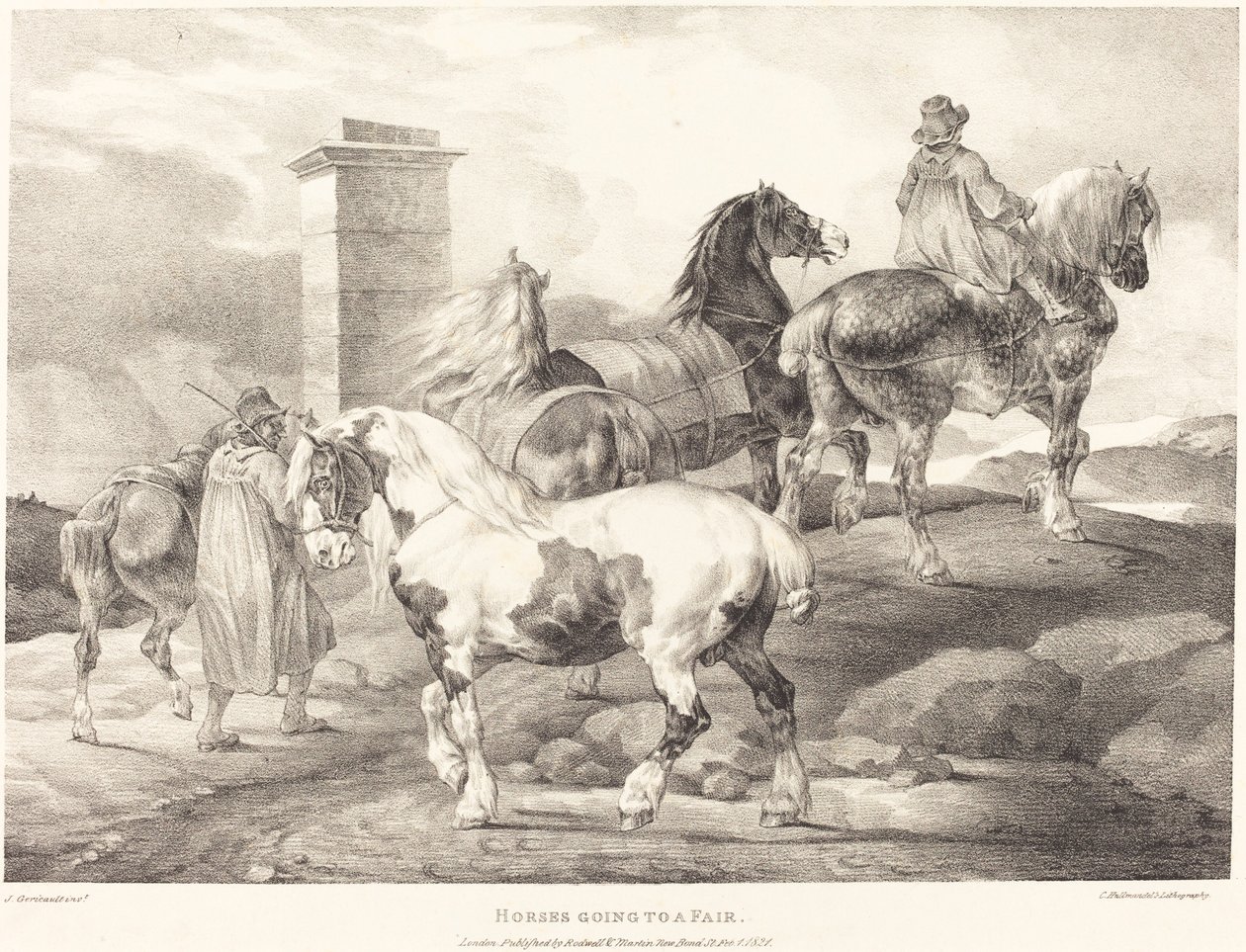 Hästar som går till en mässa av Theodore Gericault