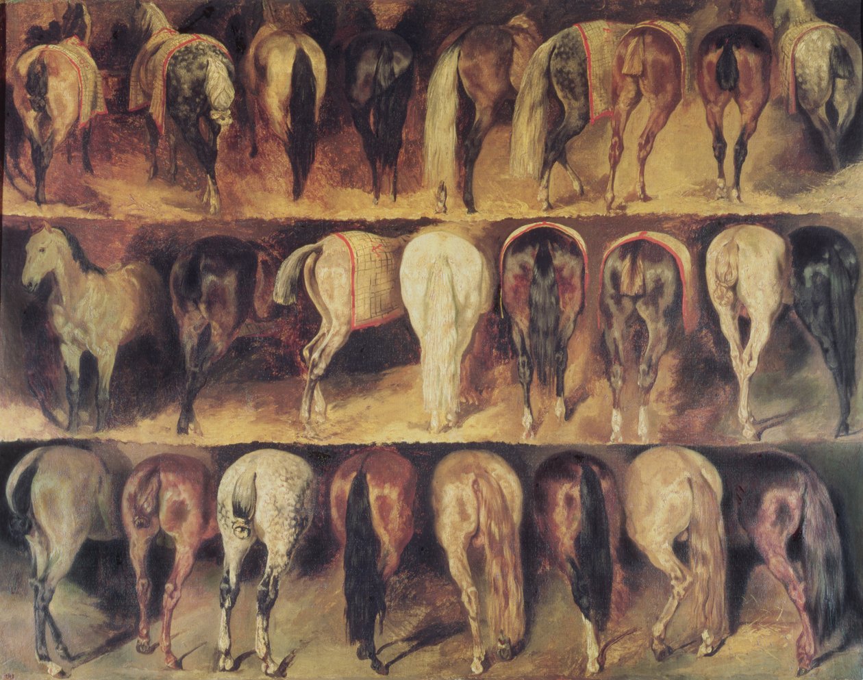 Hästarnas bakdel av Theodore Gericault