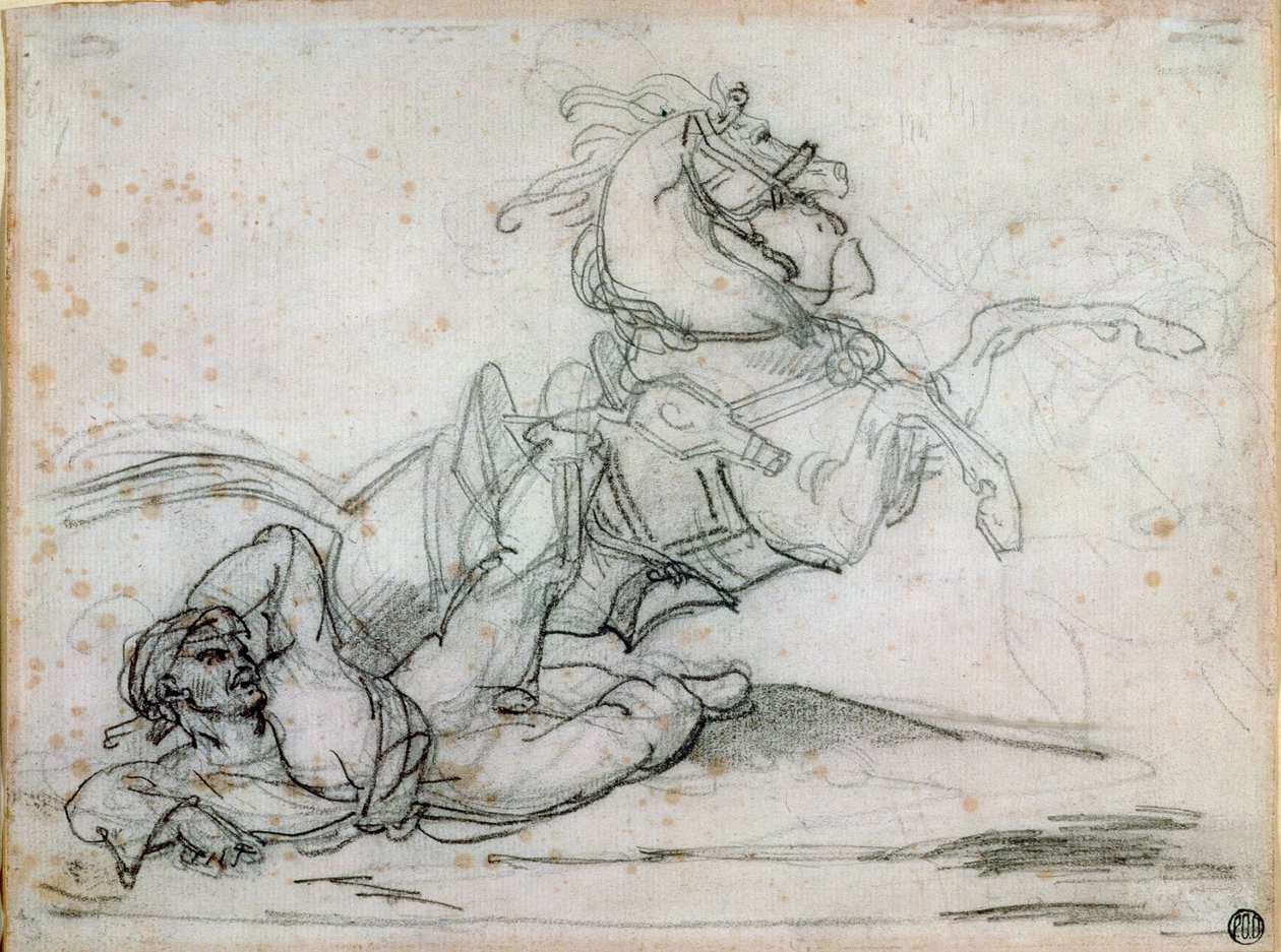 Mameluke faller under sin häst av Theodore Gericault