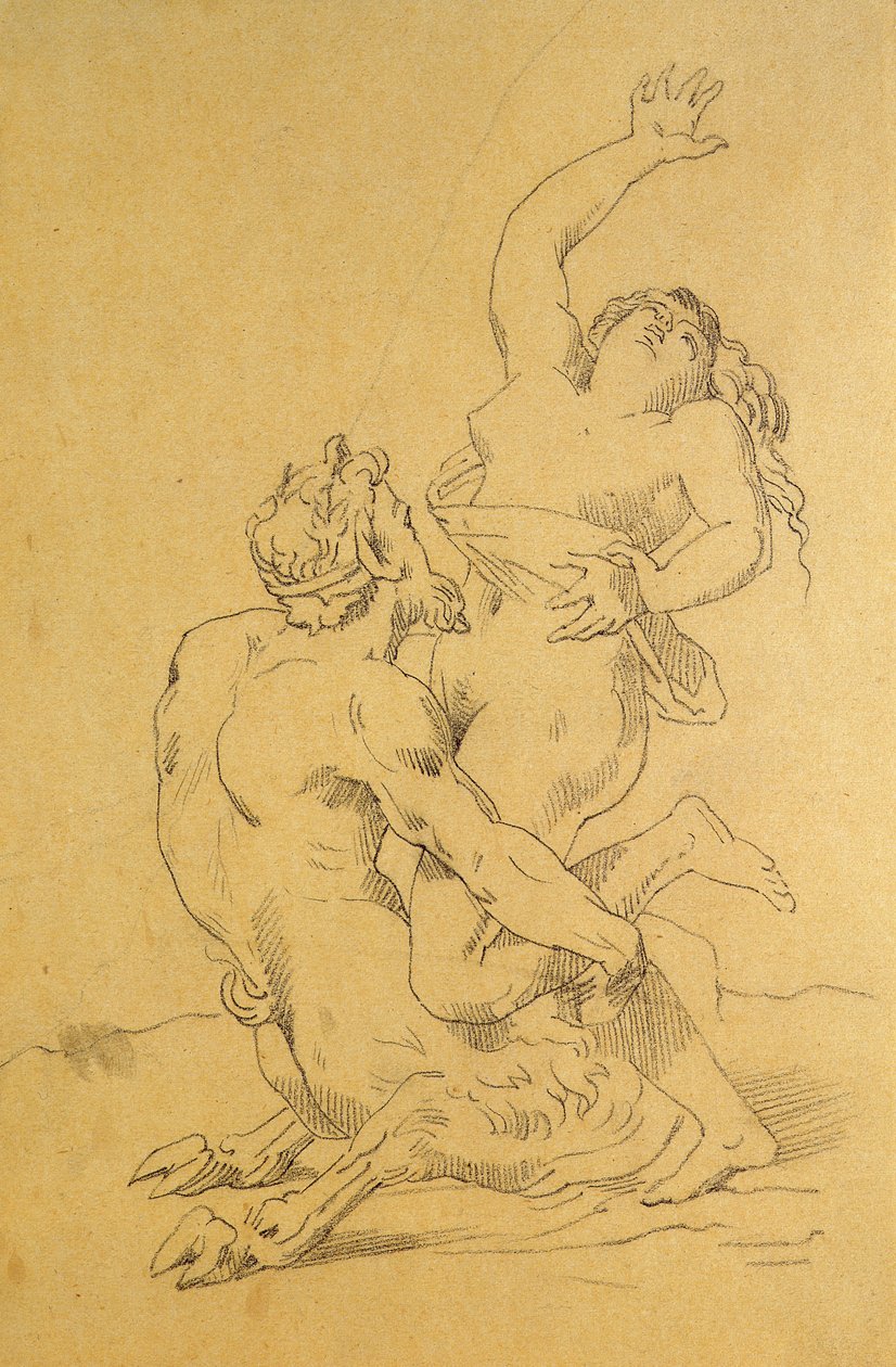 Nymf och Satyr av Theodore Gericault