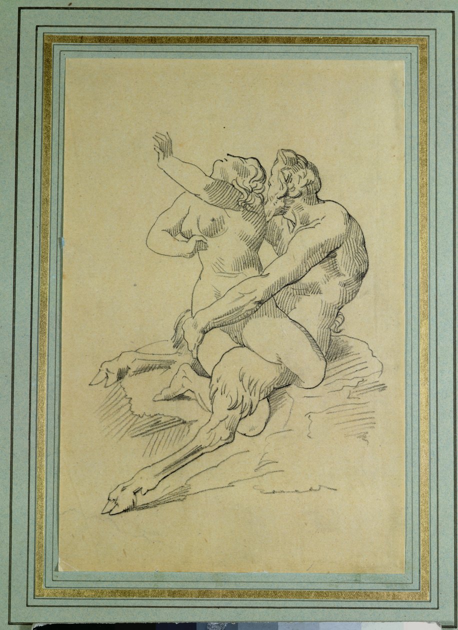 Nymf och Satyr av Theodore Gericault