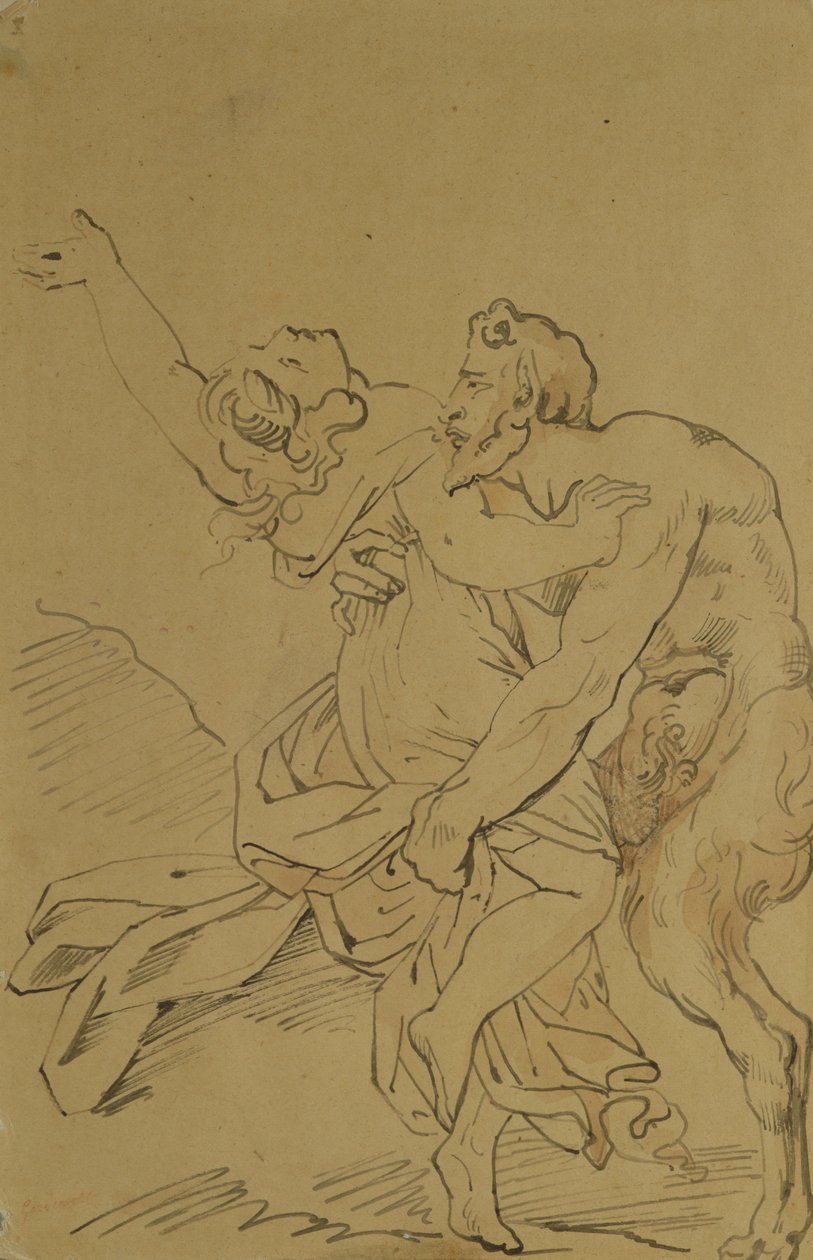 Nymf och Satyr av Theodore Gericault