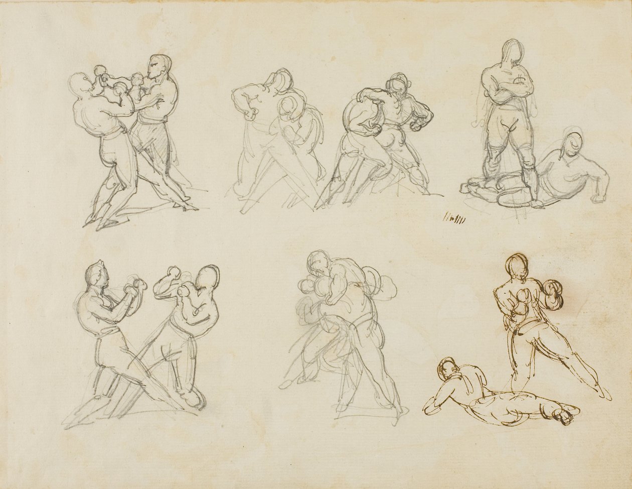 Sju skisser av par boxershorts av Theodore Gericault