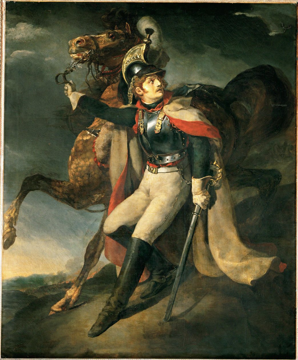 Skadad dragon lämnar korseld ... av Theodore Gericault