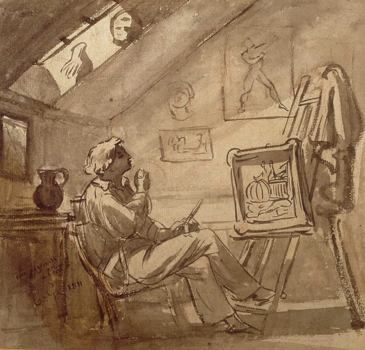 Ung målare i sin ateljé av Theodore Gericault
