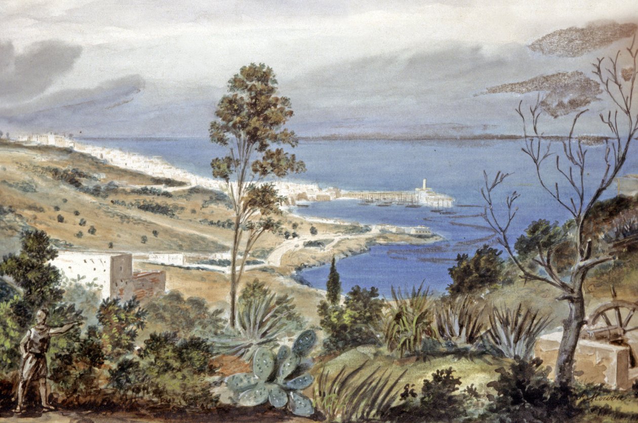 Utsikt över Alger, ca 1835 (akvarell) av Theodore Leblanc
