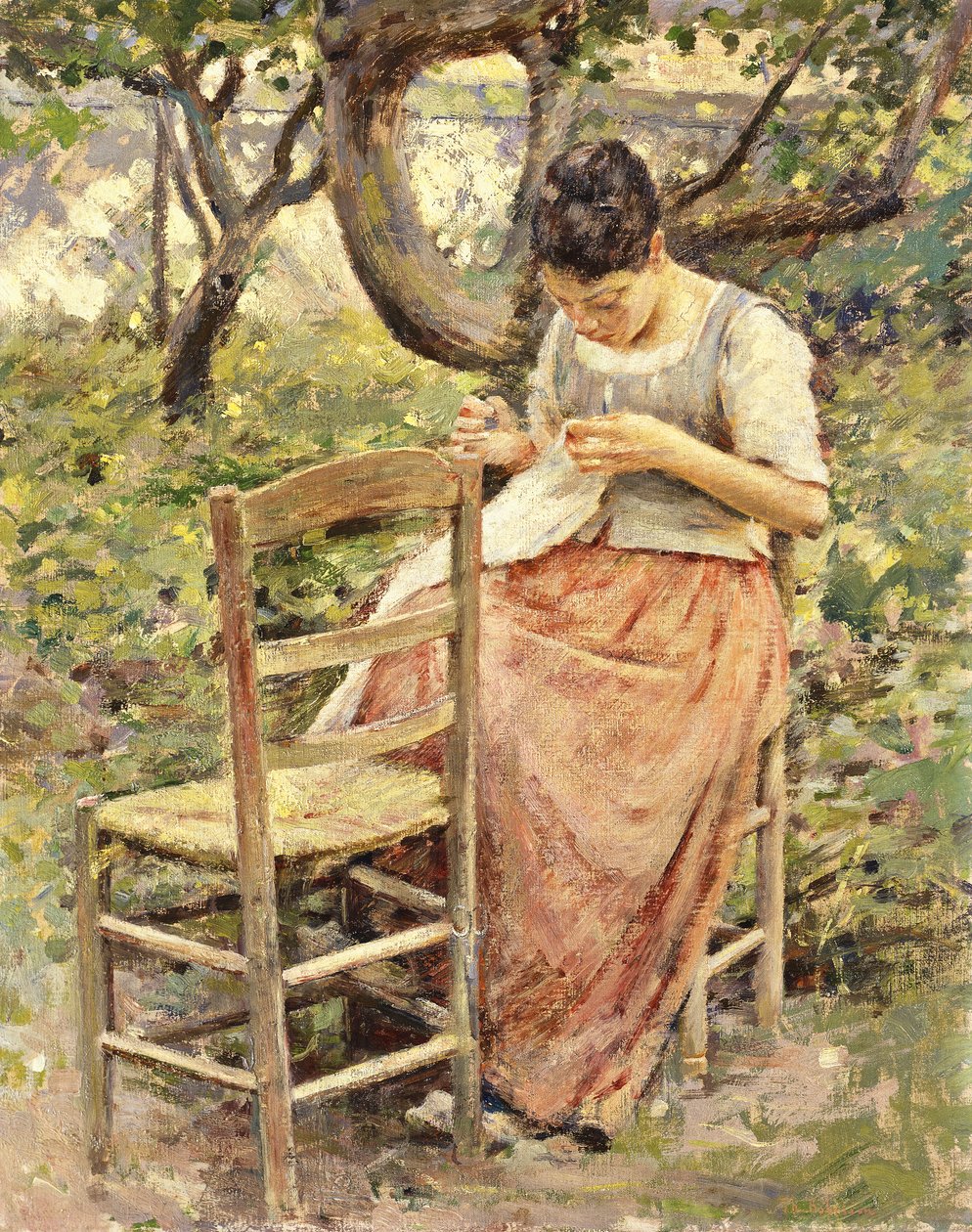 Sömmerskan, ca 1891 av Theodore Robinson
