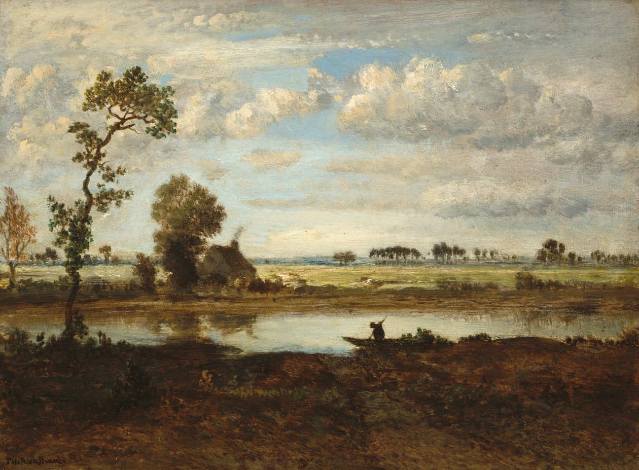 Landskap med båtsman av Theodore Rousseau