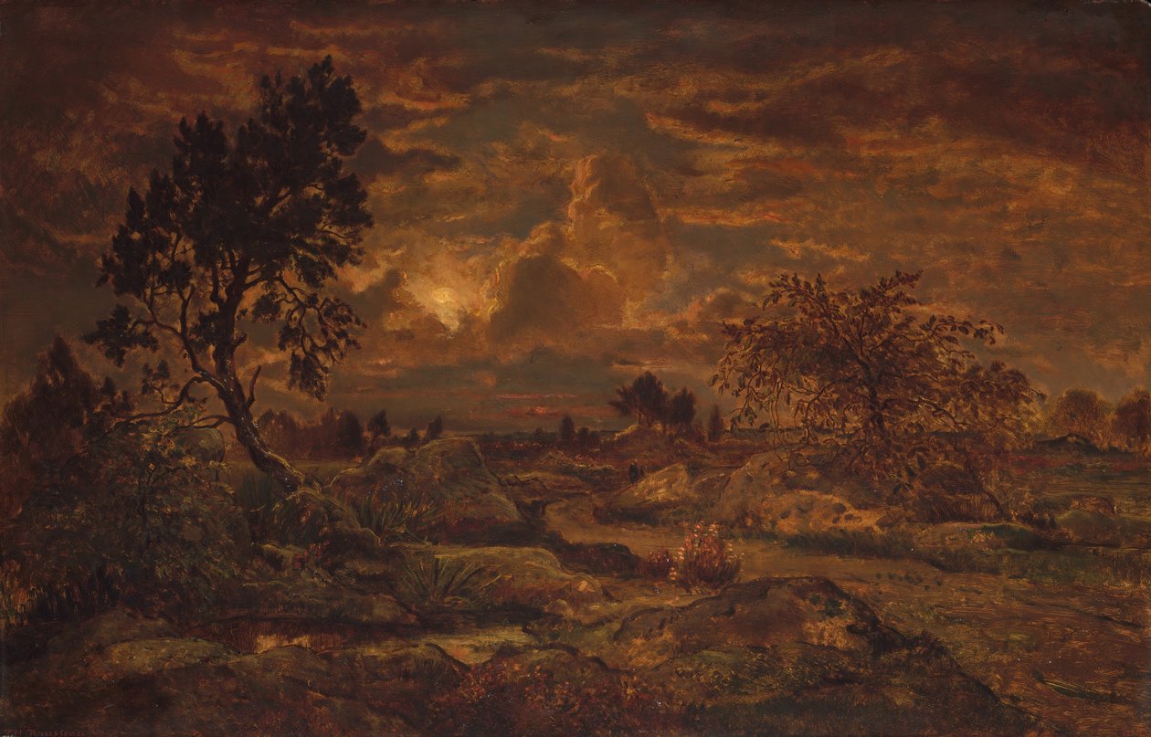 Solnedgång nära Arbonne, ca. 1860-65. av Theodore Rousseau