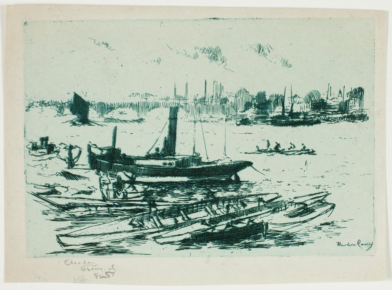 Steam Launch, Chelsea Embankment av Theodore Roussel
