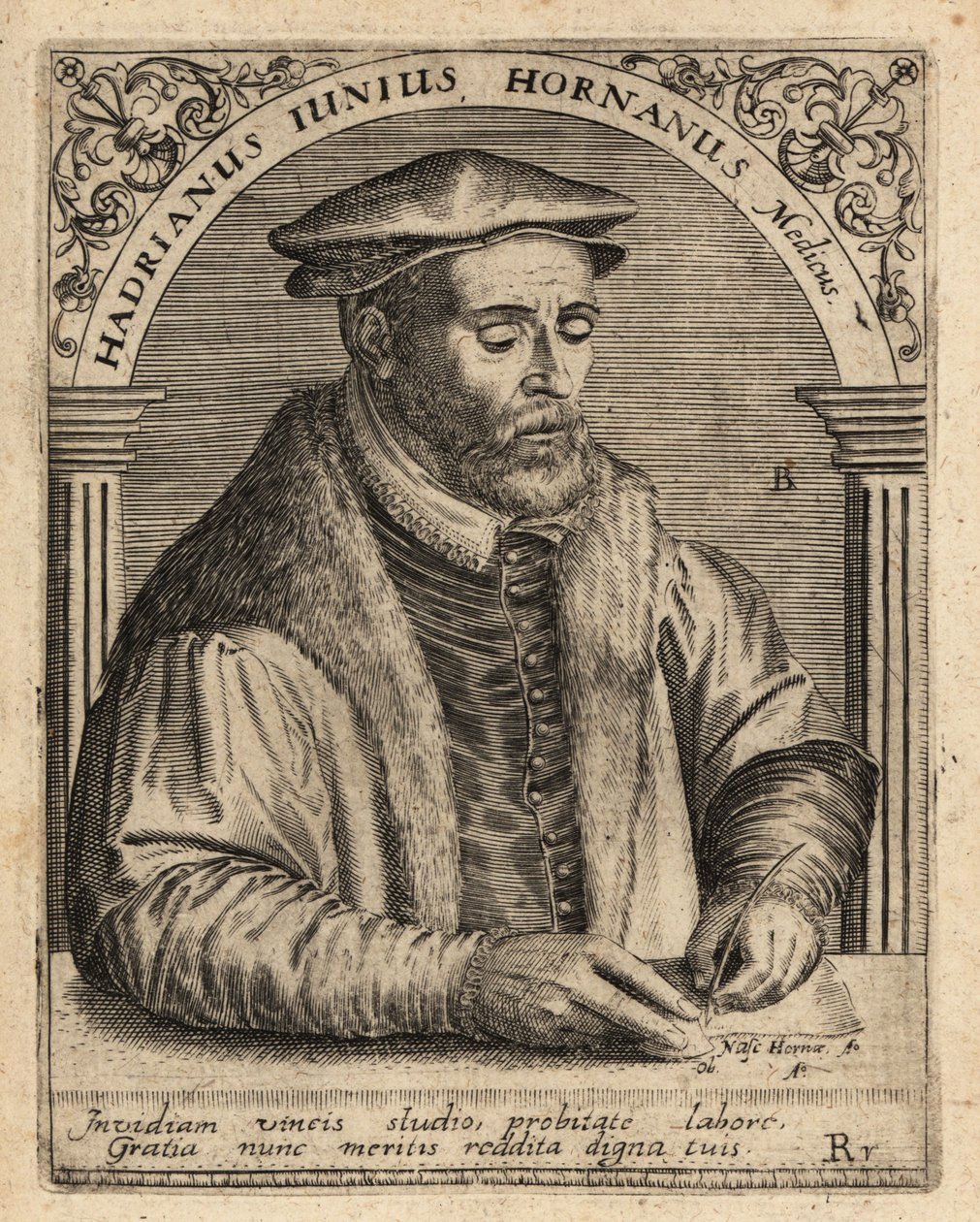 Adriaen de Jonghe, holländsk läkare. av Theodore de Bry