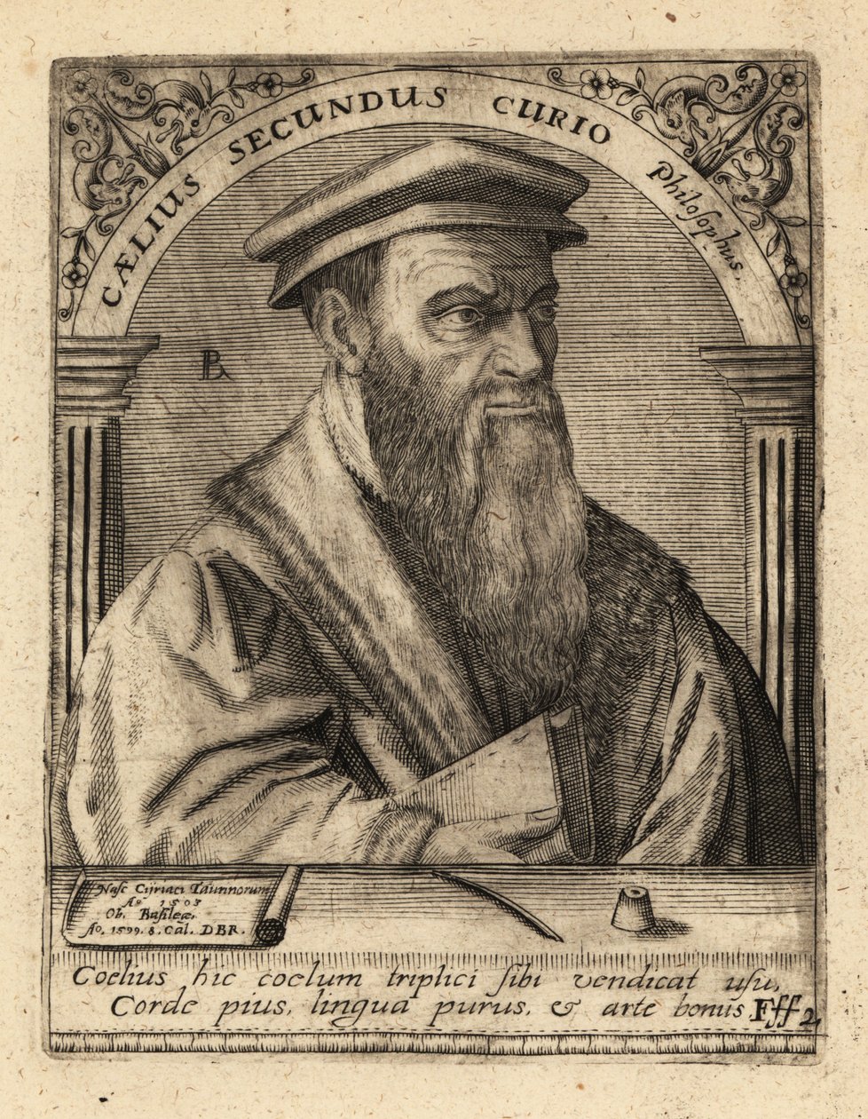 Caelius Secondo Curione, italiensk humanist. av Theodore de Bry