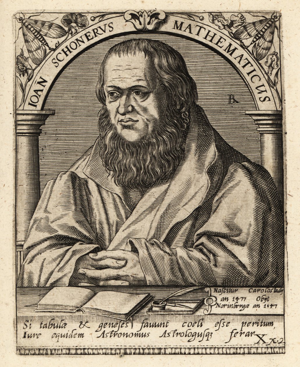Johannes Schoner, tysk polymat av Theodore de Bry