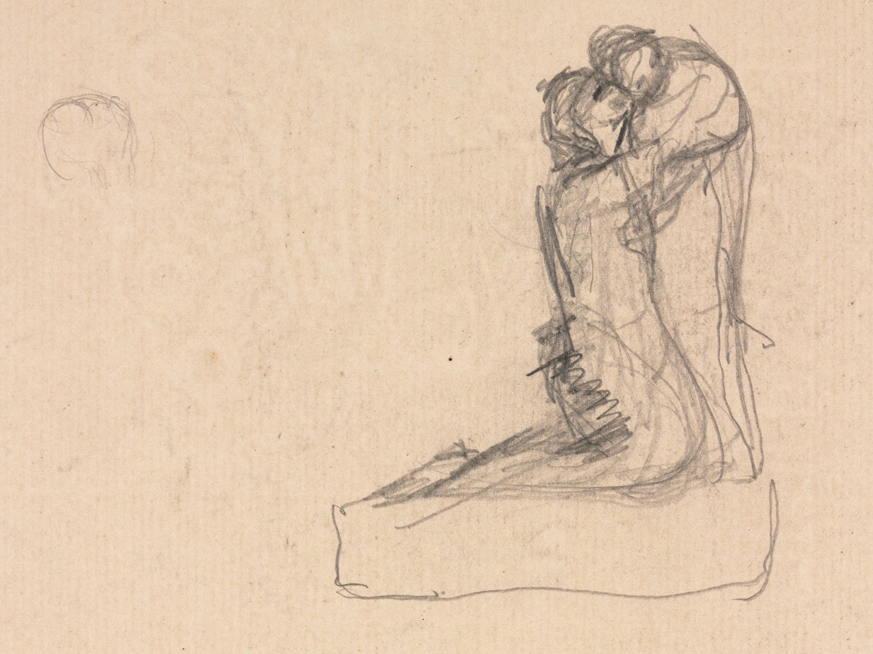 Skiss av två figurer som omfamnar (verso) av Theodule Ribot