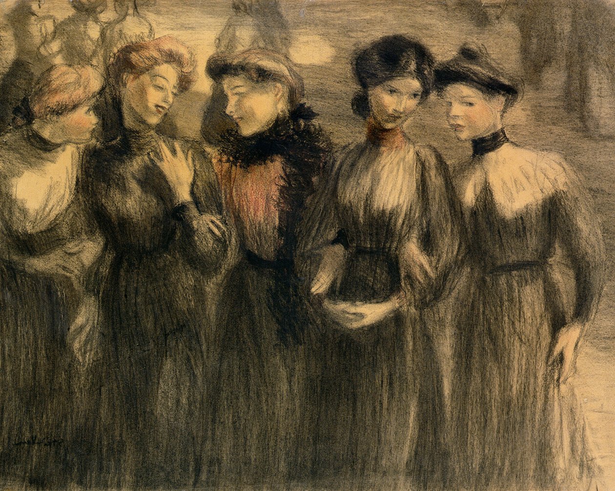 Promenaden, ca 1881 (pastell på papper) av Théophile Alexandre Steinlen