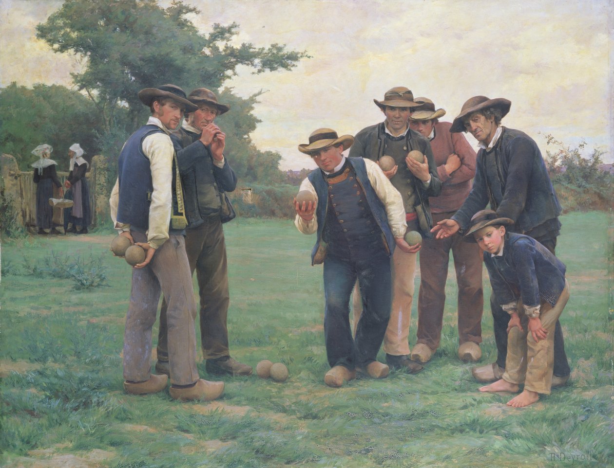 Spelar boule i utkanten av Concarneau av Theophile Louis Deyrolle