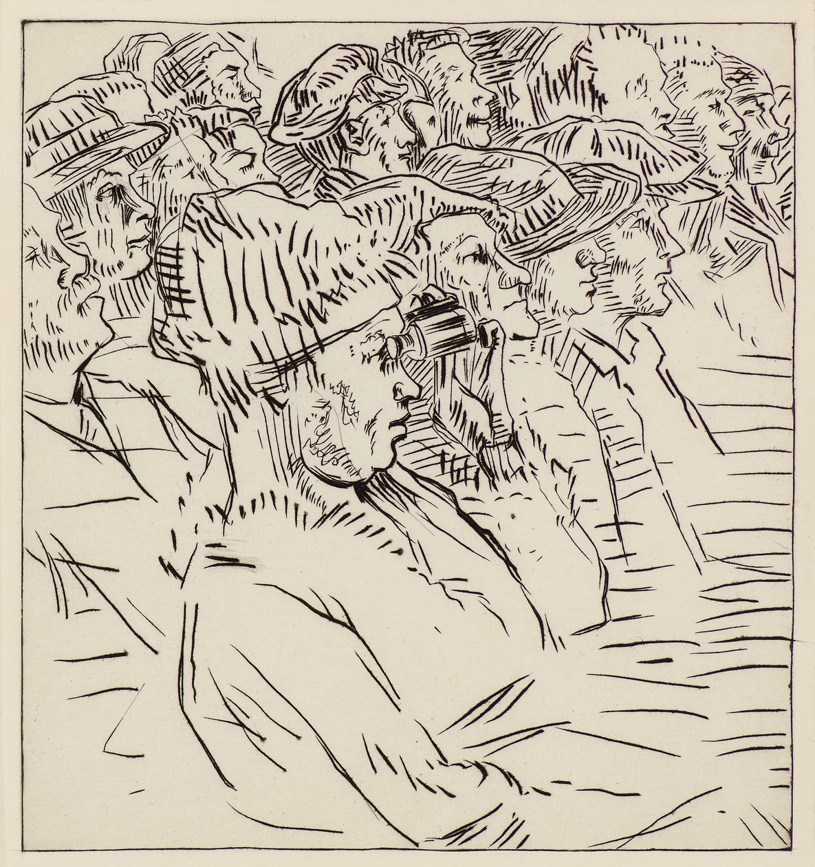 Teaterpublik, 1900-talet (etsning) av Therese Lessore