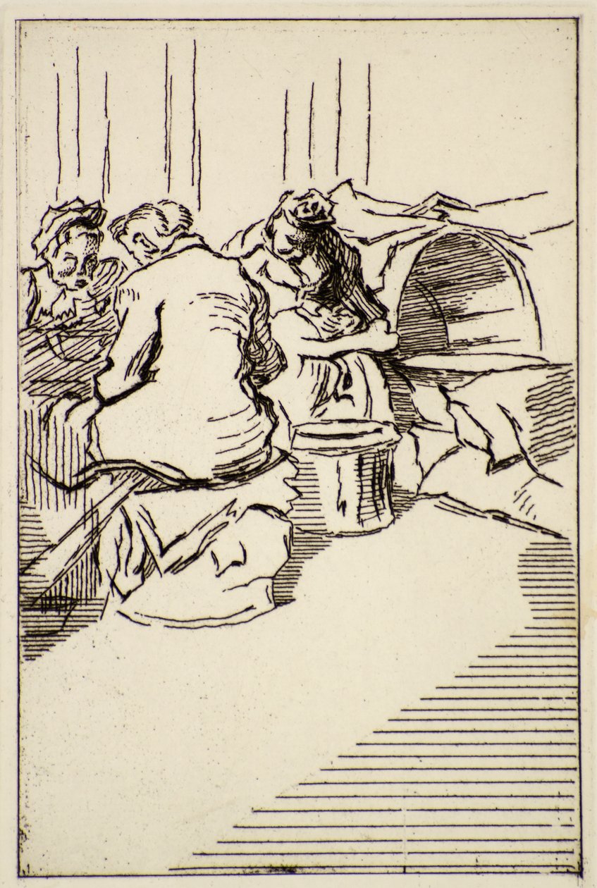 Tre kvinnor sittande, 1900-talet (etsning) av Therese Lessore