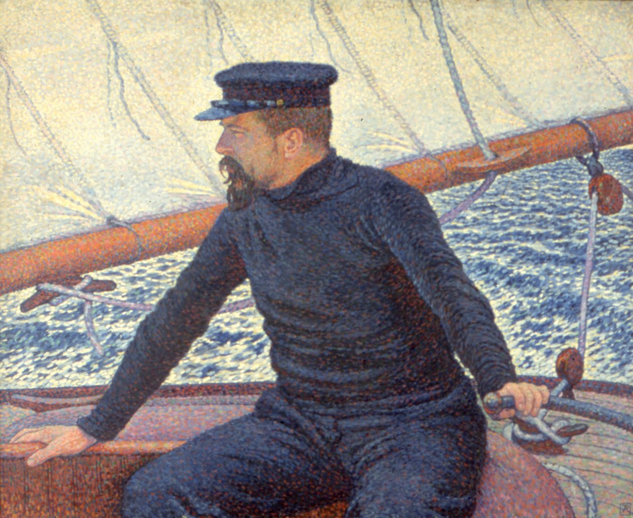 Paul Signac på sin båt av Théo van Rysselberghe