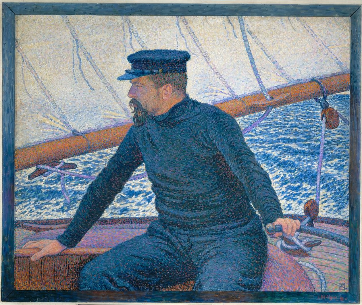 Signac på sin båt av Théo van Rysselberghe