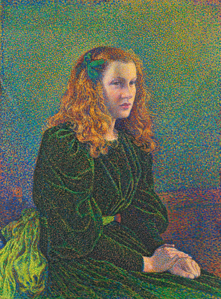 Ung kvinna i grön klänning, 1893 av Théo van Rysselberghe