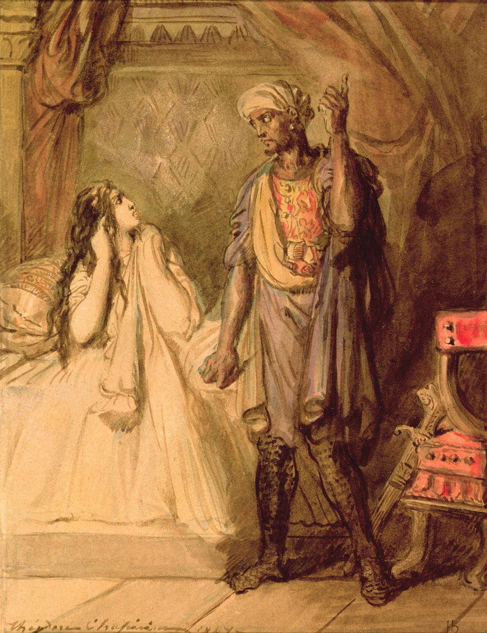Desdemona och Othello, 1847 (gouache) av Théodore Chassériau