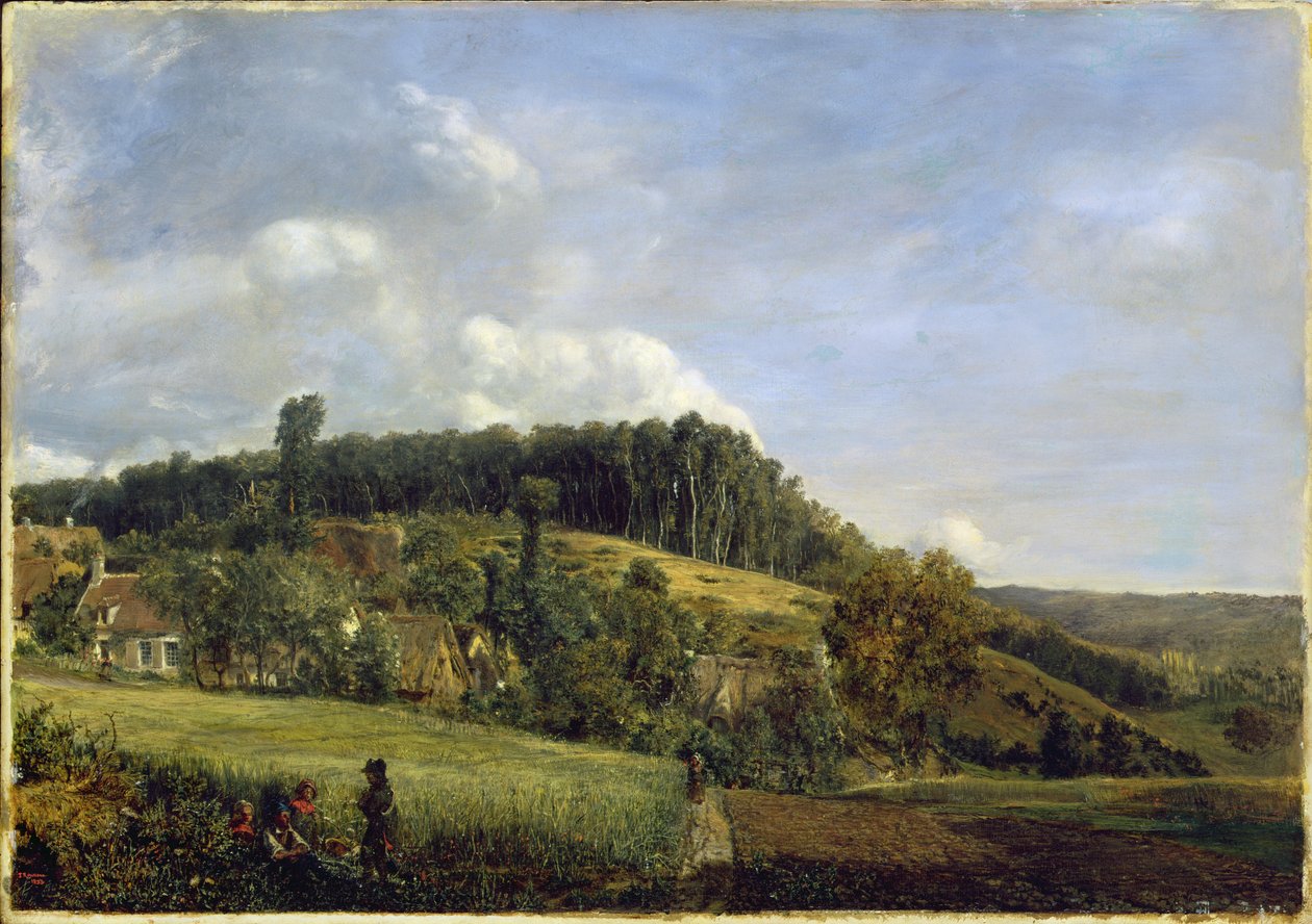 Forest Glade nära en by, 1833 av Pierre Etienne Theodore Rousseau