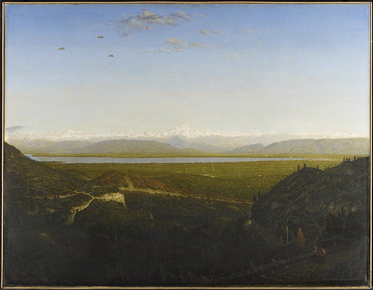 View of Mont Blanc, Seen from La Faucille av Pierre Etienne Theodore Rousseau