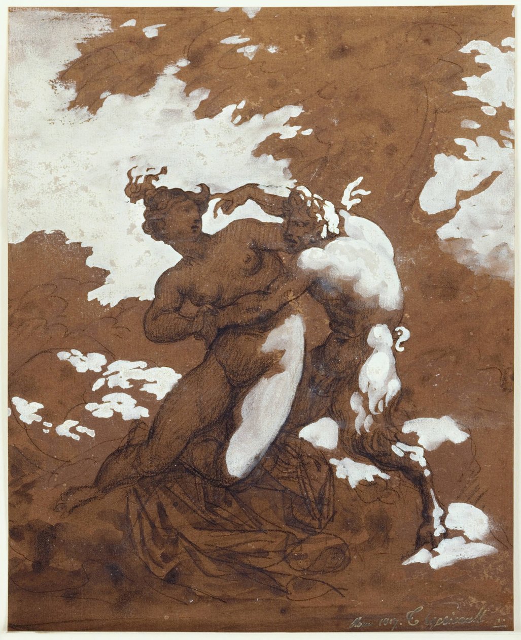 Géricault - Satyr och nymf, 1817 av Theodore Gericault