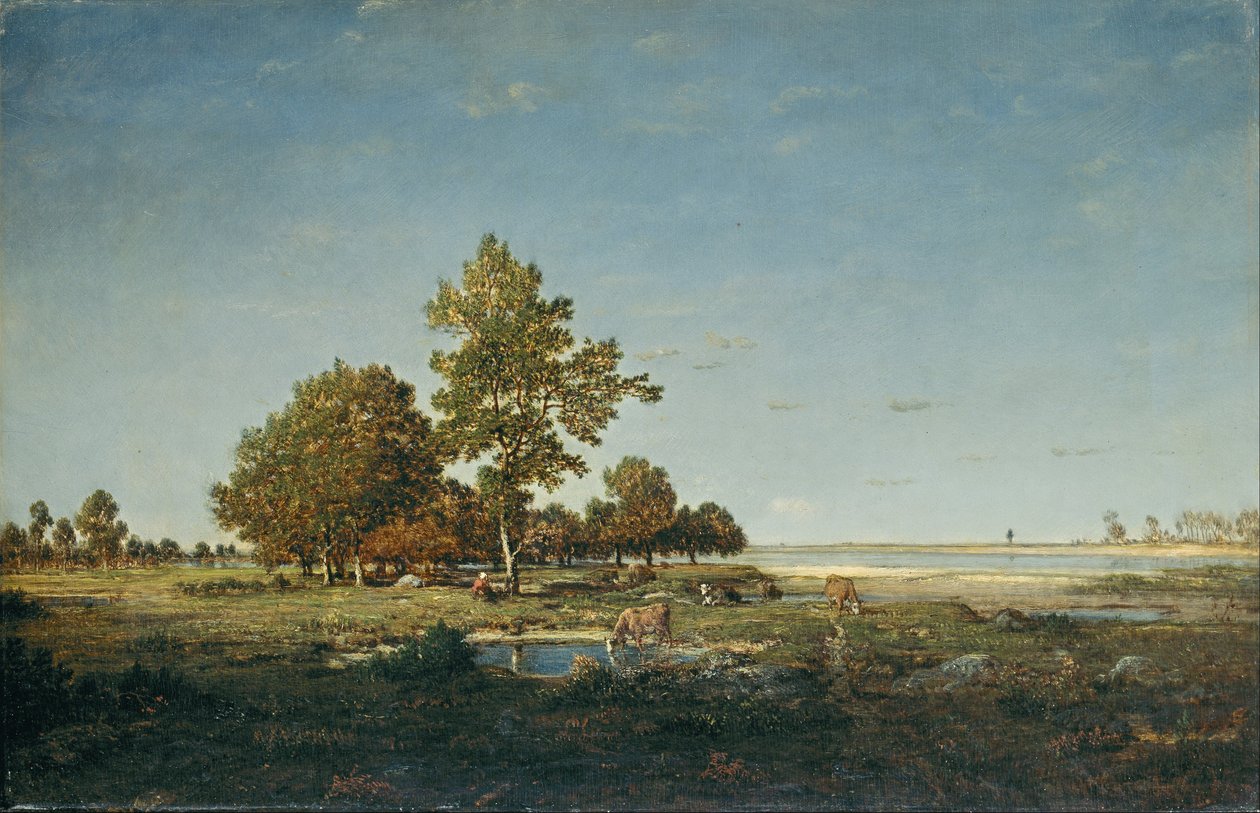 Landskap med en klump av träd av Pierre Etienne Theodore Rousseau